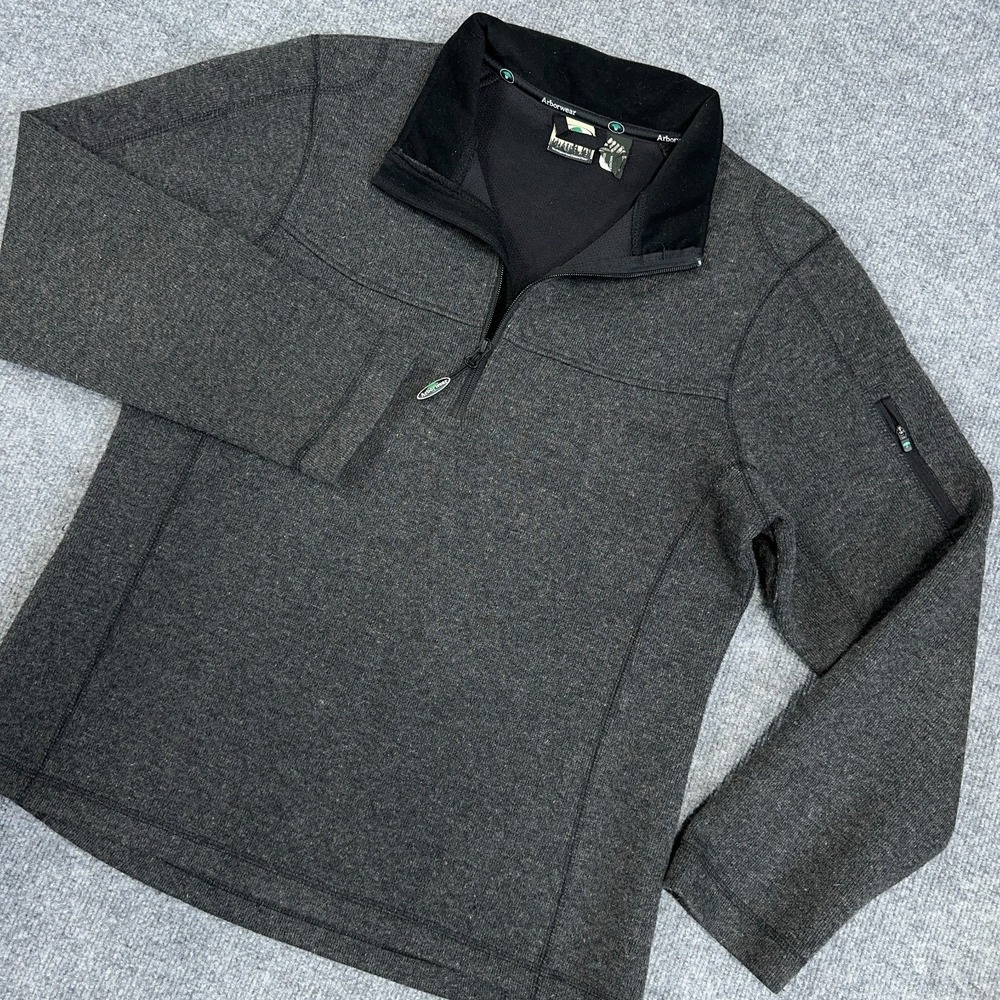 ArborWear Jacket 1/4 Zip Wool Blend Womens XL Gray Tree Climb Fleece Pullover